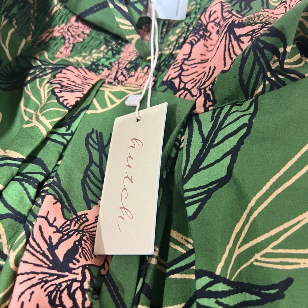 NWT Anthropologie Hutch Green Cutout Bubble-Hem Midi Dress - Picture 13 of 16
